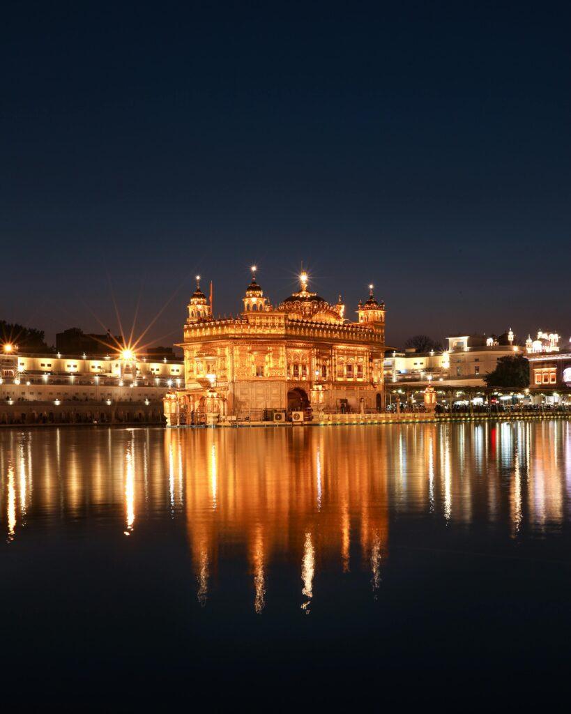 Golden temple at night